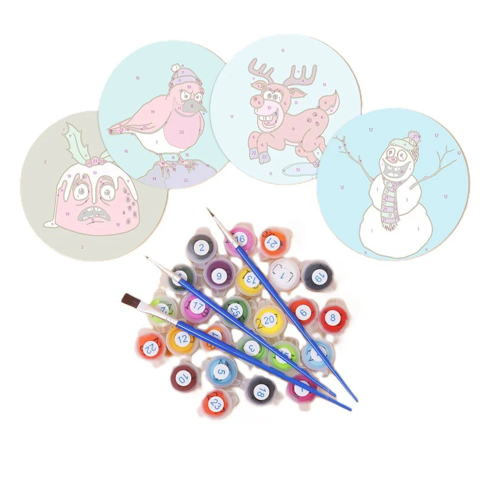 4 Malen nach Zahlen Untersetzer – Lustiges Weihnachts-Set - Image 11