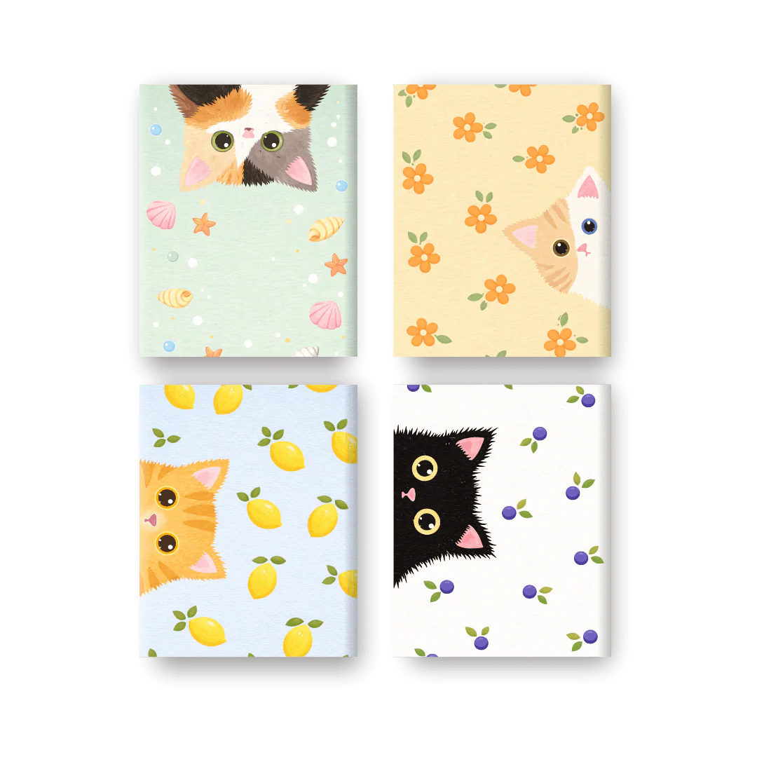 4 Mini-Gemälde | Guck-Guck Katzen Set