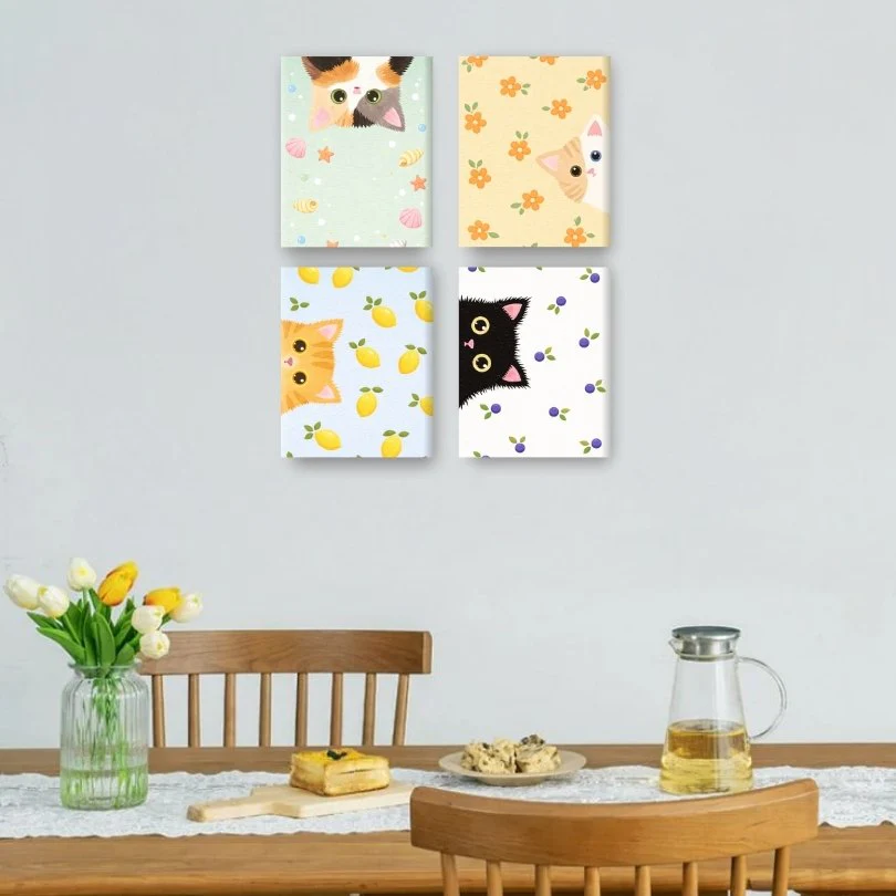 4 Mini-Gemälde | Guck-Guck Katzen Set - Image 2