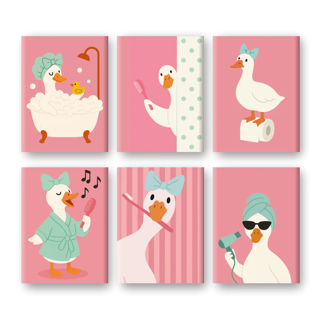 6 Mini-Gemälde | Badezimmer Gans Set