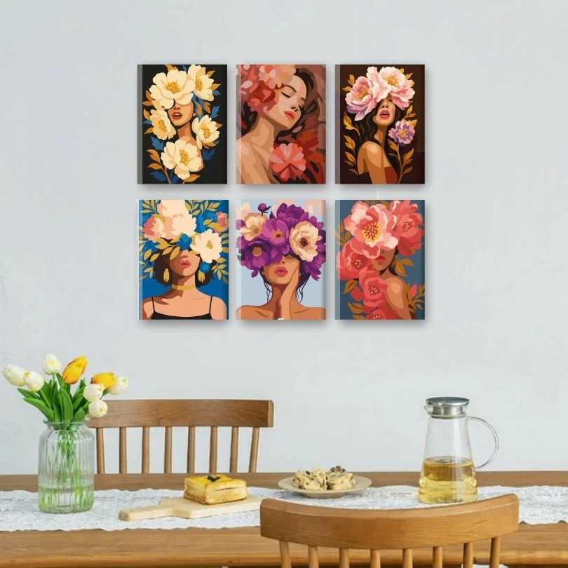 6 Mini-GemÀlde | Blumen-Damen Set - Image 2