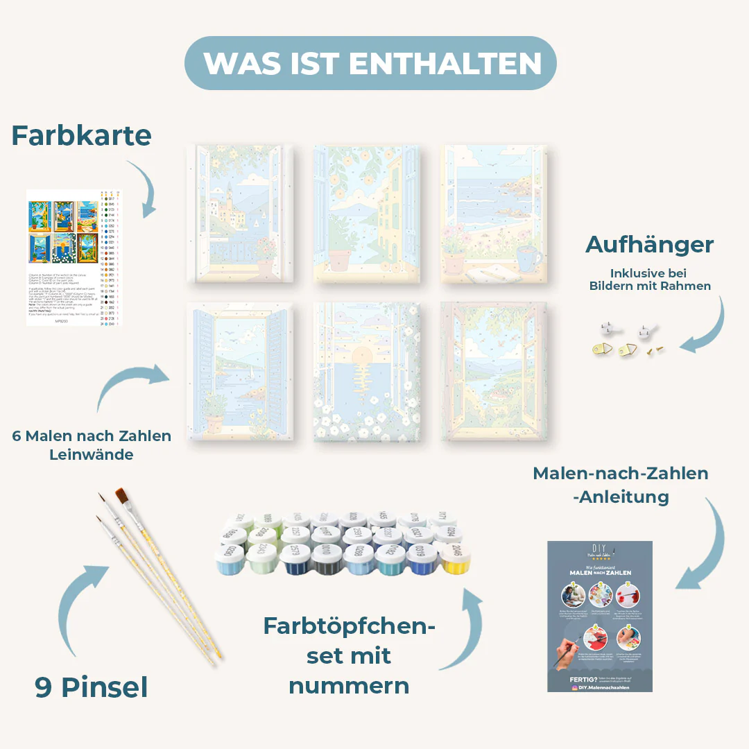 6 Mini-Gemälde | Bunte Fenster Set - Image 3