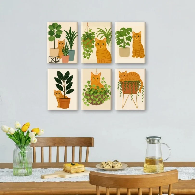 6 Mini-Gemälde | Das Orange Katzen Set - Image 2