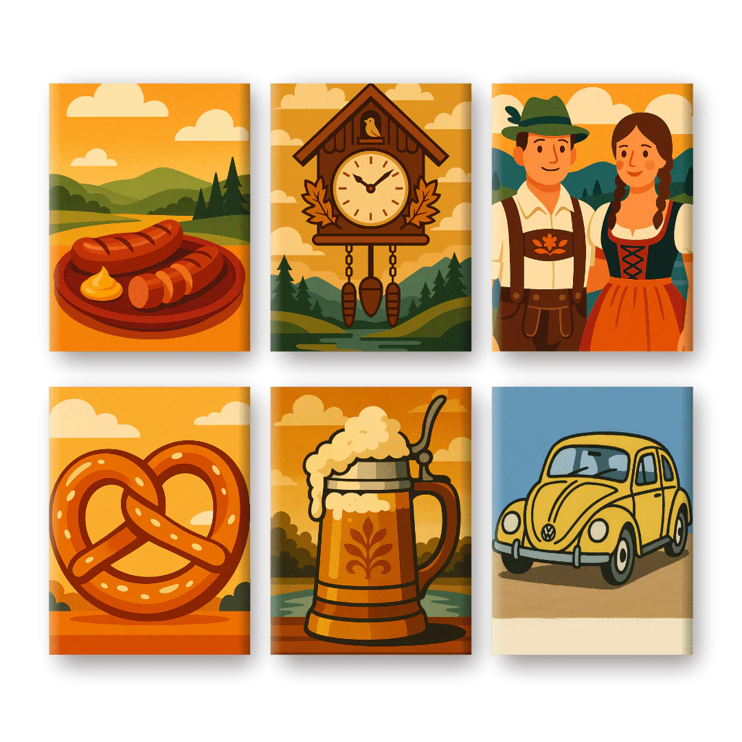 6 Mini-GemÀlde | Deutsche Traditionen Set