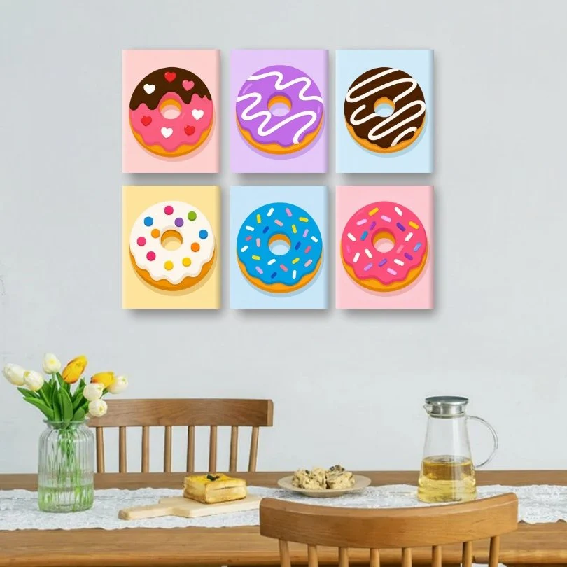 6 Mini-Gemälde | Donut Party Set - Image 2