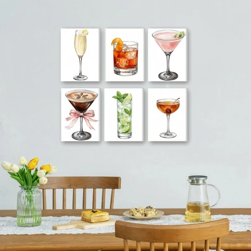 6 Mini-GemÀlde | Wunderschönes Cocktail Set - Image 2