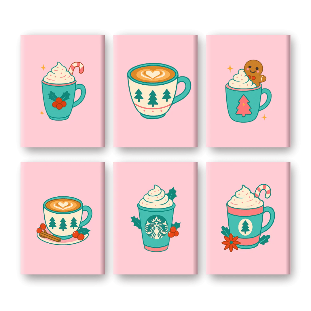 6 Mini-GemÀlde | Festliche Becher Set