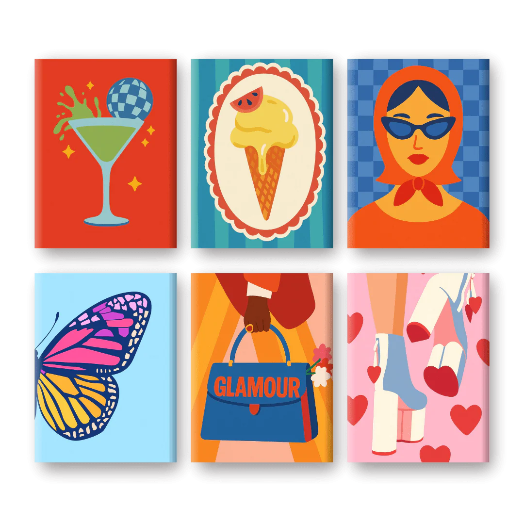 6 Mini-Gemälde | Glamour Set