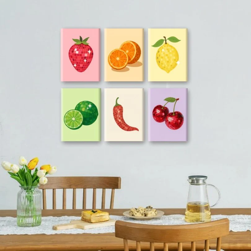 6 Mini-GemĂ€lde | GlĂ€nzendes FrĂŒchte Set - Image 2