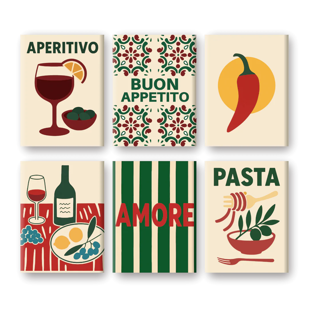 6 Mini-Gemälde | Guten Appetit Set