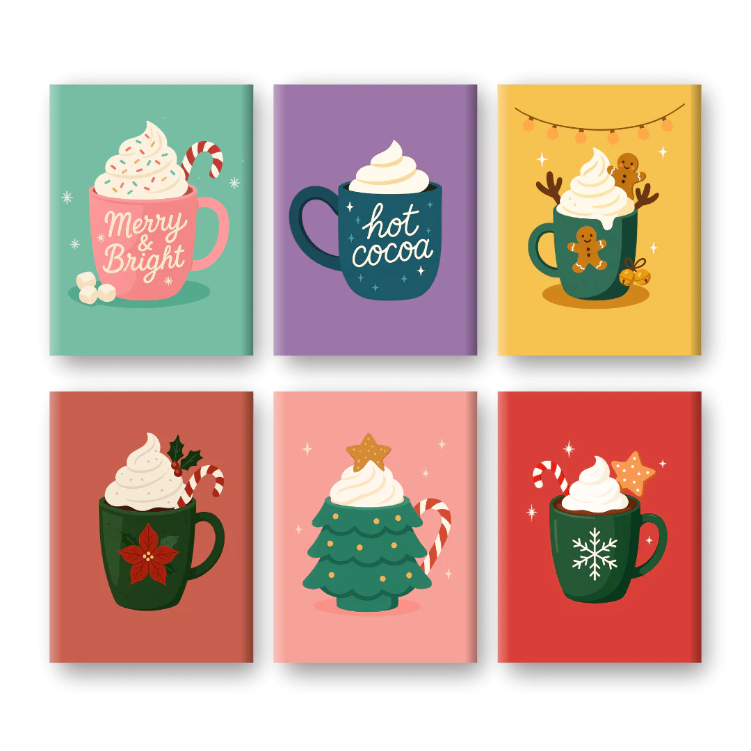 6 Mini-Gemälde | Heiße-Schokolade-Weihnachts Set