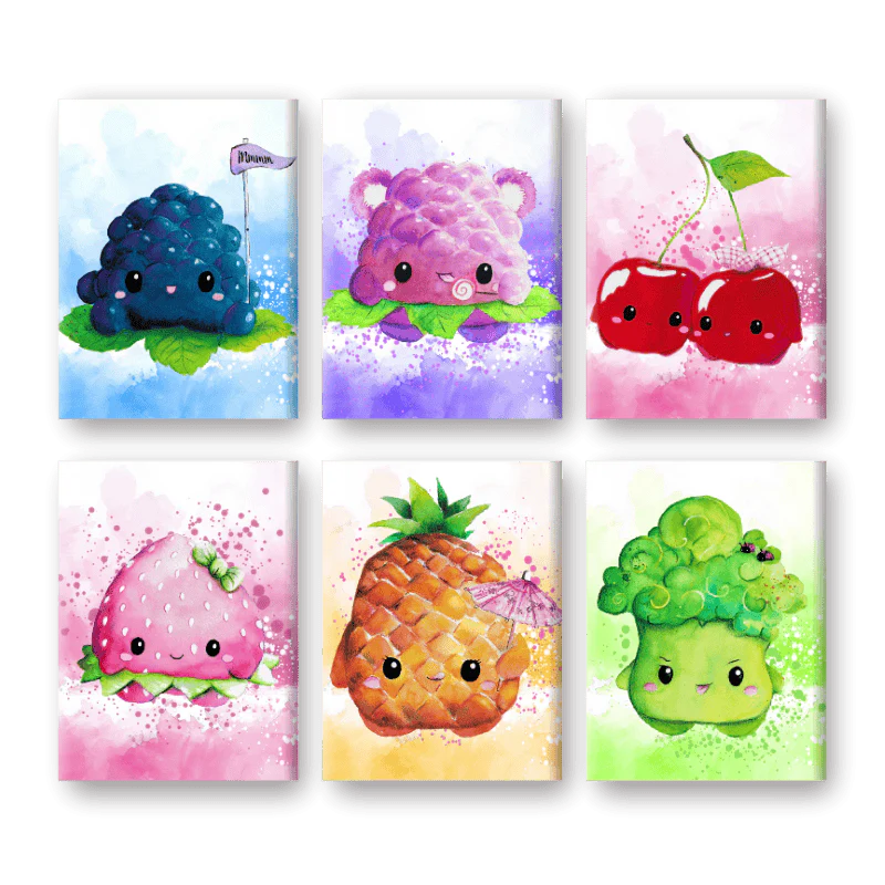 6 Mini-GemÀlde | Kawaii Foods Set - by Tiny Tami