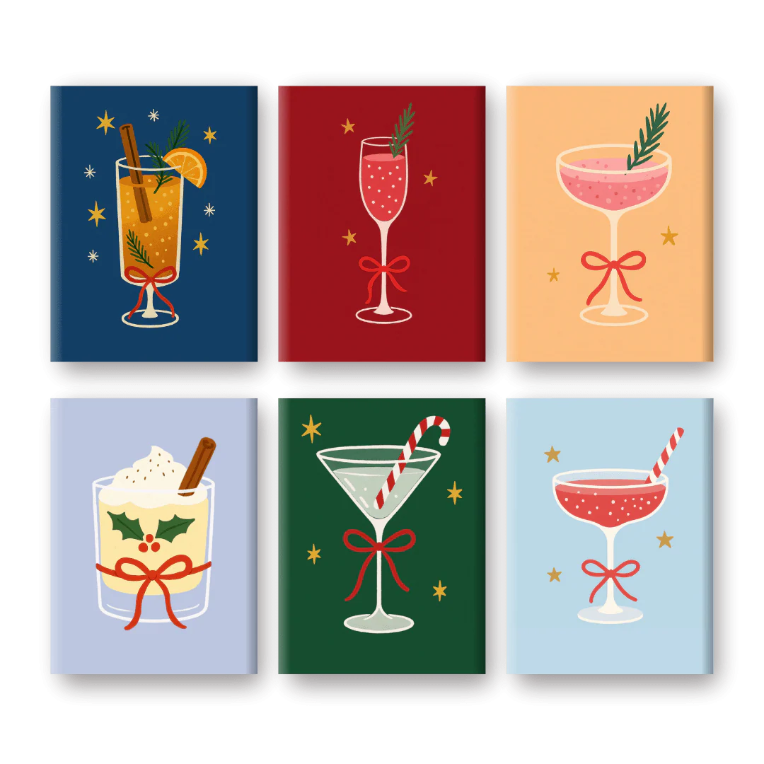 6 Mini-GemÀlde | Klassische Weihnachtscocktails Set
