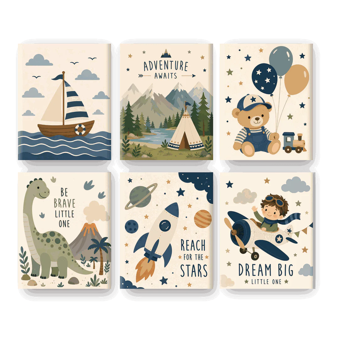 6 Mini-GemÀlde | Kleines Segelboot Set