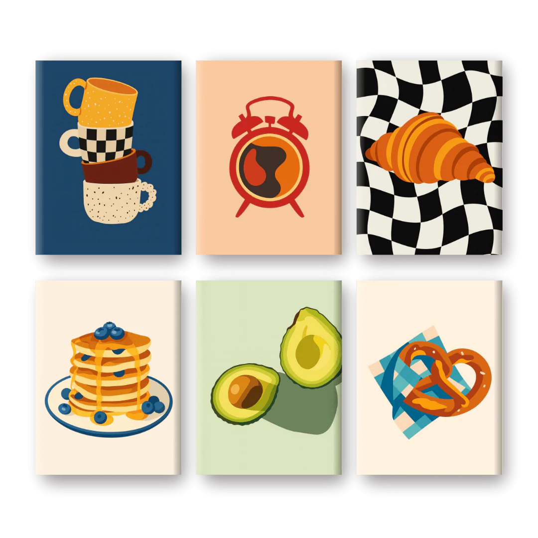 6 Mini-Gemälde | Leckere Morgenstunden Set
