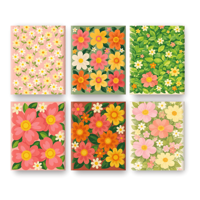 6 Mini-GemÀlde | Leuchtende Blumen Set
