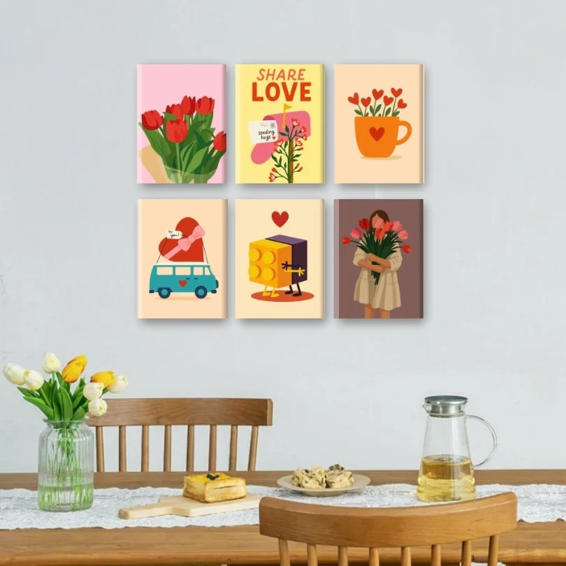 6 Mini-Gemälde | Liebe Teilen Set - Image 2