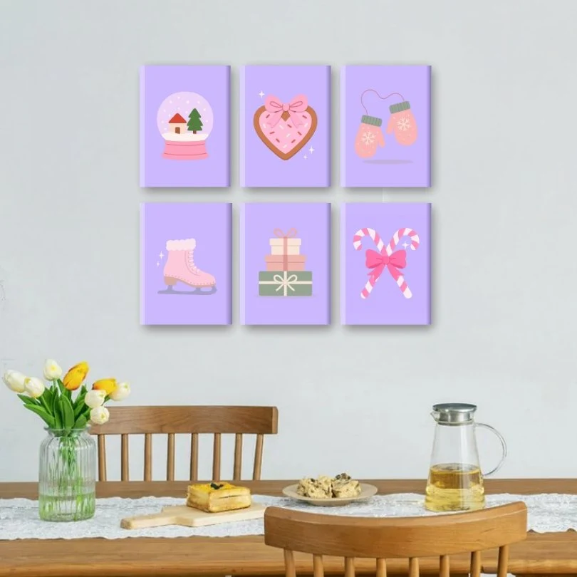 6 Mini-Gemälde | Lila Winter Set - Image 2