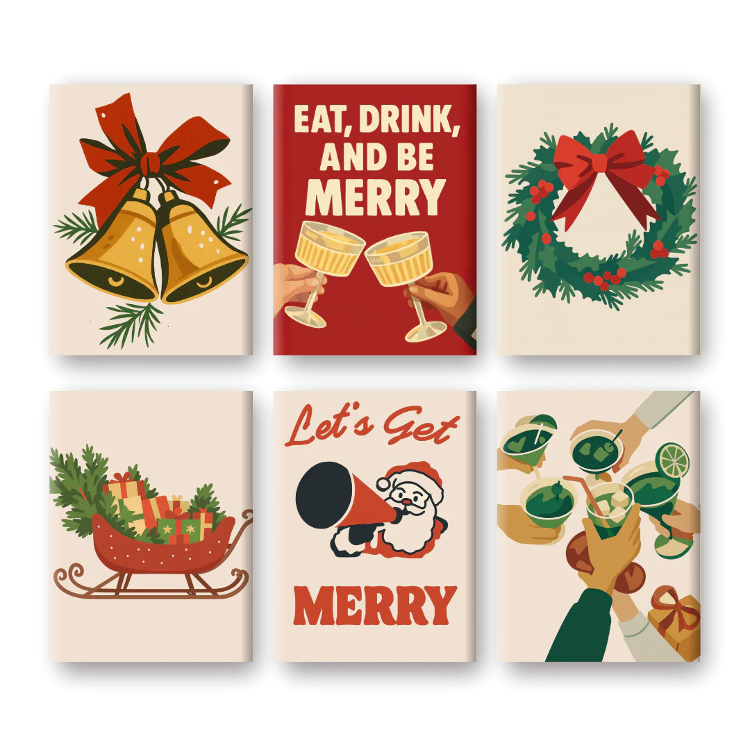 6 Mini-Gemälde | Merry Xmas Set