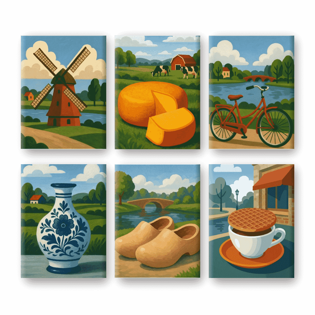 6 Mini-GemÀlde | NiederlÀndische Landschaften Set