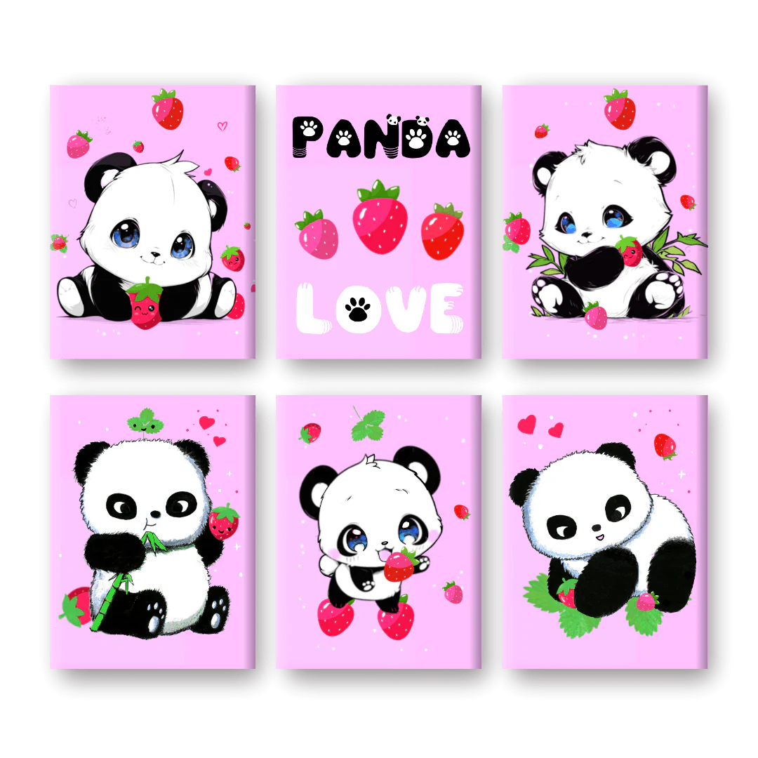 6 Mini-GemÀlde | Panda Berries Set - by Tiny Tami