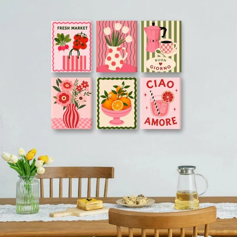 6 Mini-Gemälde | Pink Market Set - Image 2
