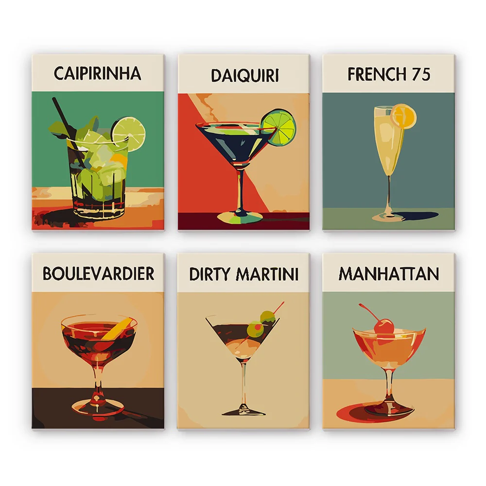 6 Mini-Gemälde | Premium Cocktail Set
