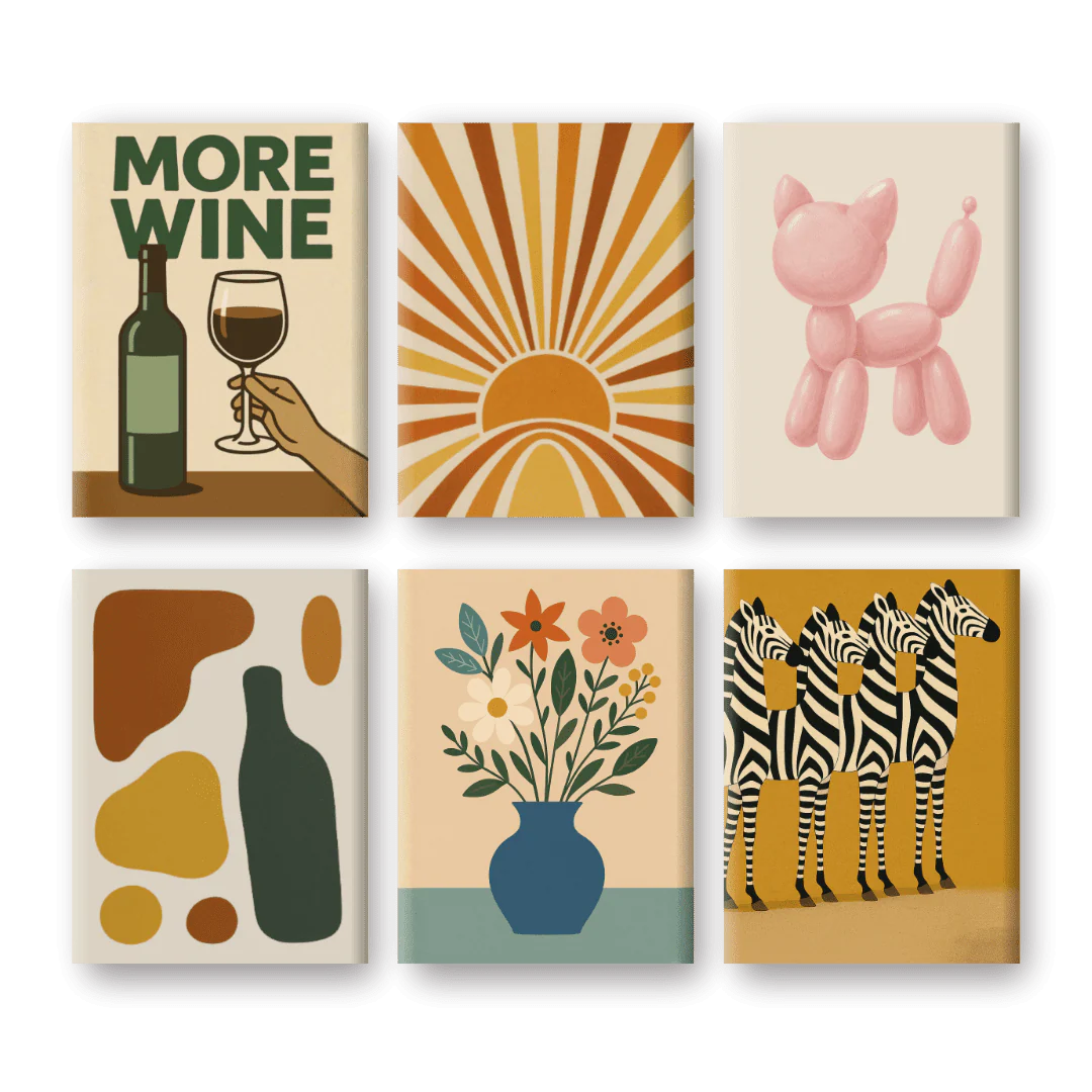 6 Mini-Gemälde | Retro Charme Set