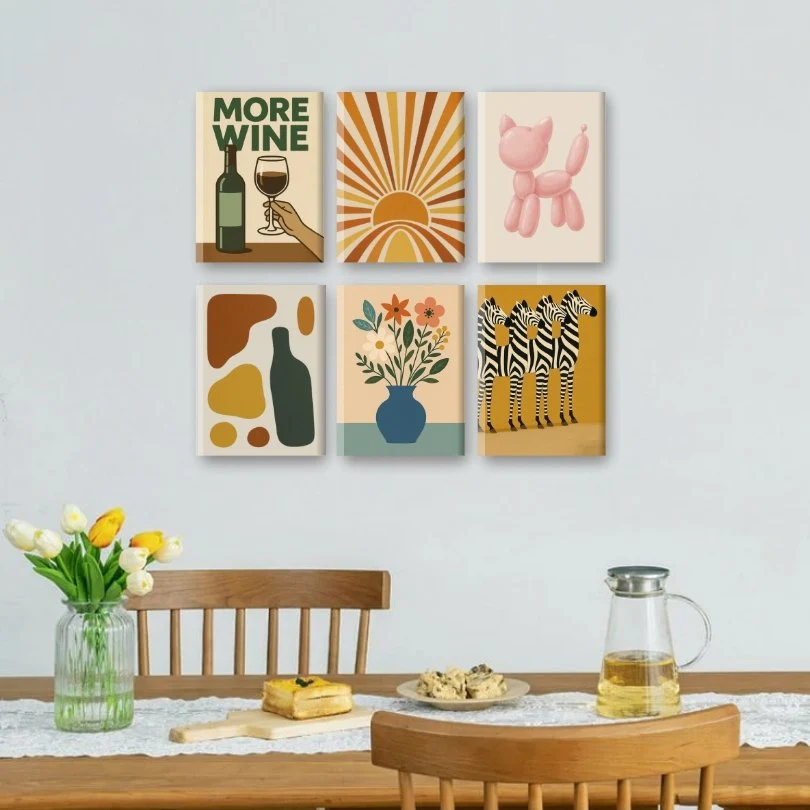 6 Mini-Gemälde | Retro Charme Set - Image 2