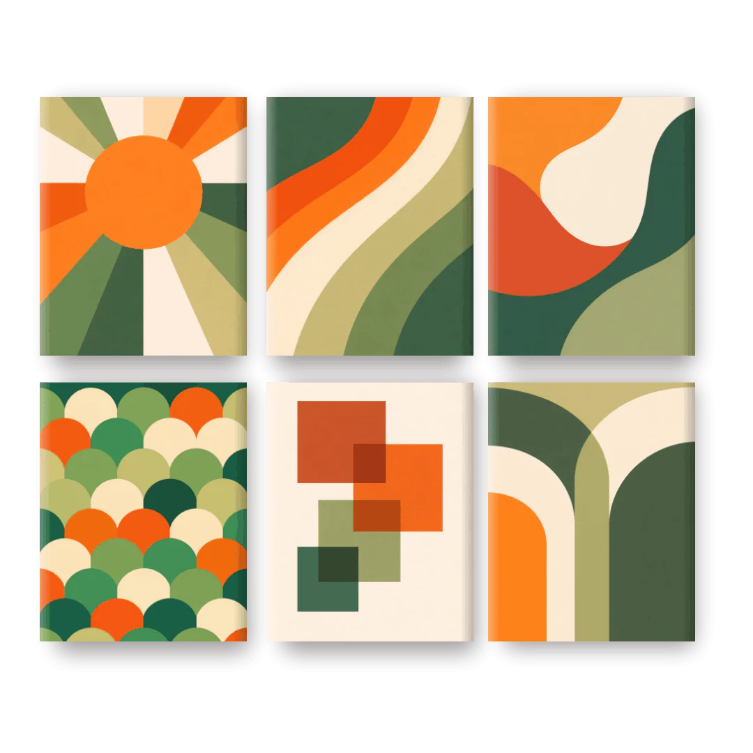6 Mini-GemÀlde | Retro Formen Set
