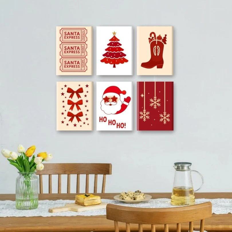 6 Mini-Gemälde | Rotes Weihnachts Set - Image 2
