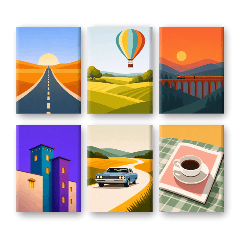 6 Mini-Gemälde | Sanfte Horizonte Set