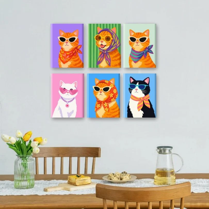 6 Mini-GemÀlde | Stilvolle Katzen Set - Image 2