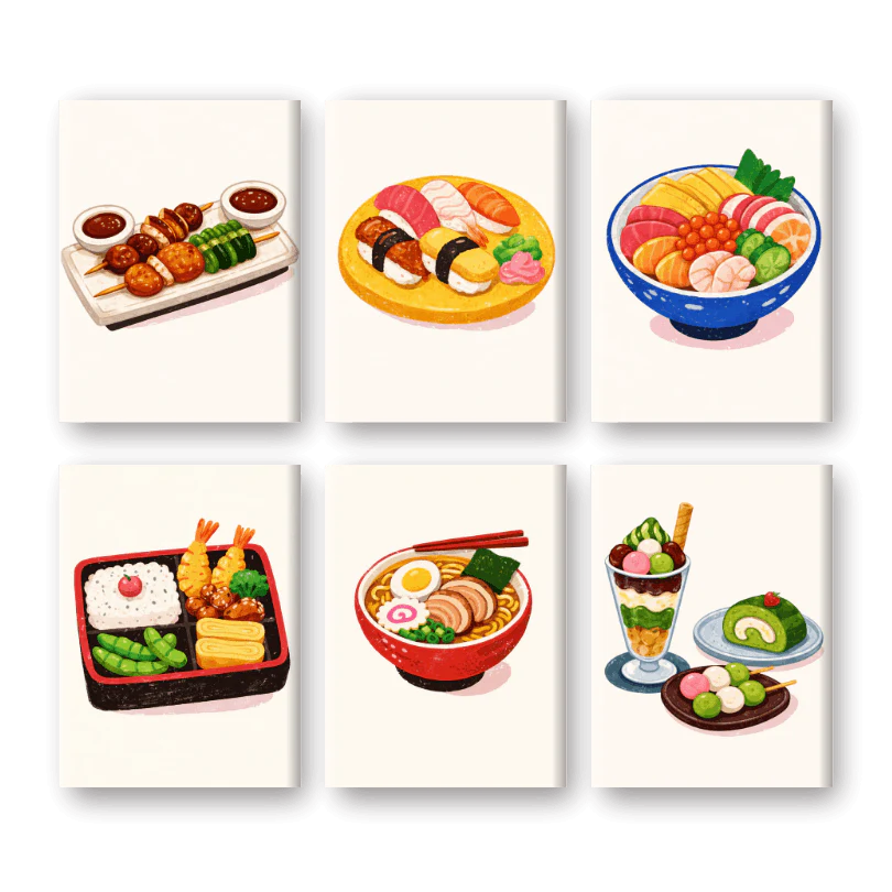 6 Mini-GemÀlde | Sushi-Dinner Set