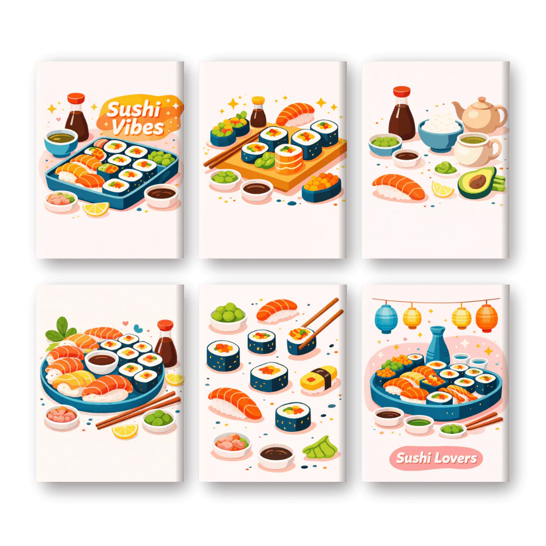 6 Mini-Gemälde | Sushi Vibes Set