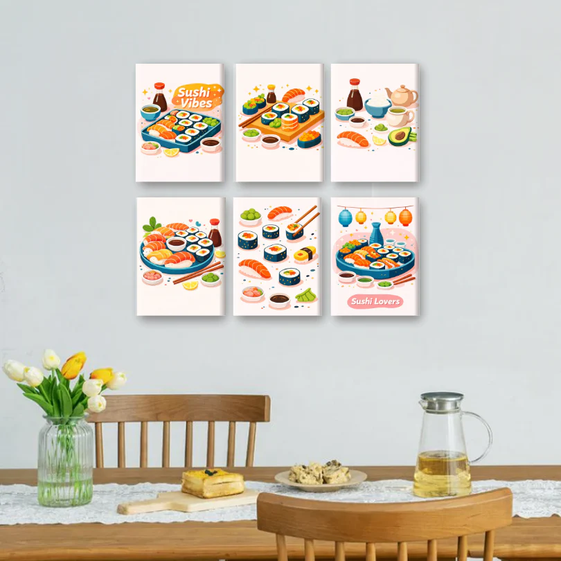 6 Mini-Gemälde | Sushi Vibes Set - Image 2