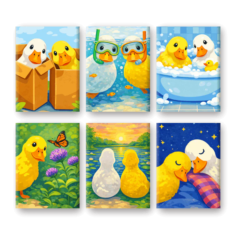 6 Mini-GemĂ€lde | SĂŒĂe Enten Set