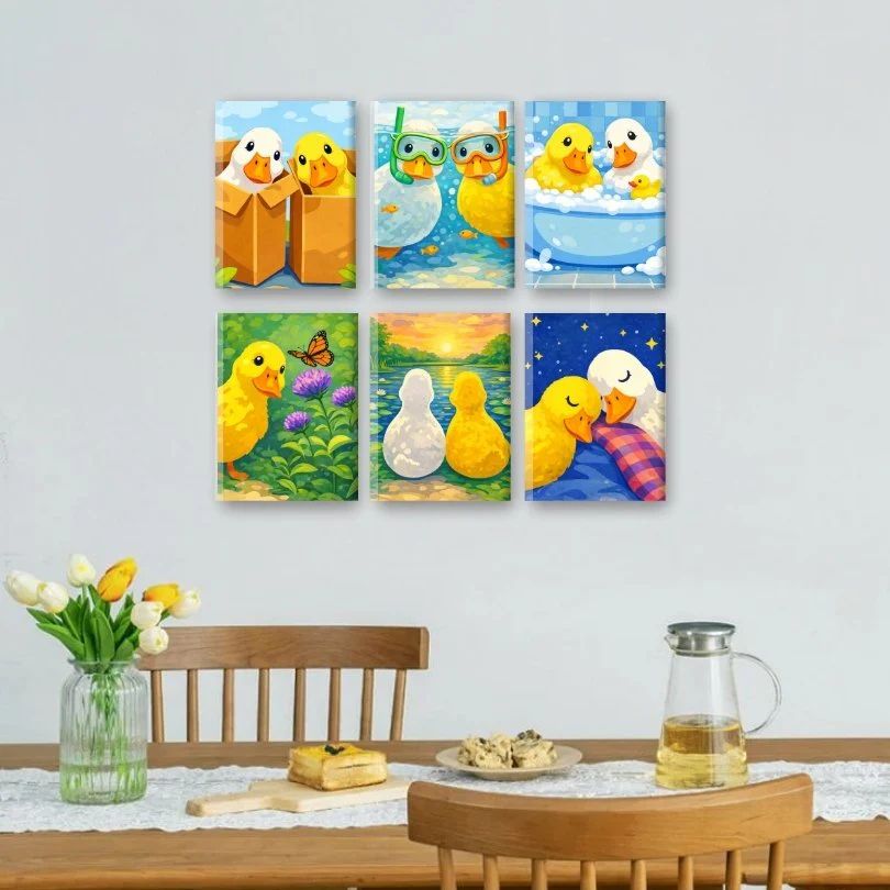 6 Mini-GemĂ€lde | SĂŒĂe Enten Set - Image 2