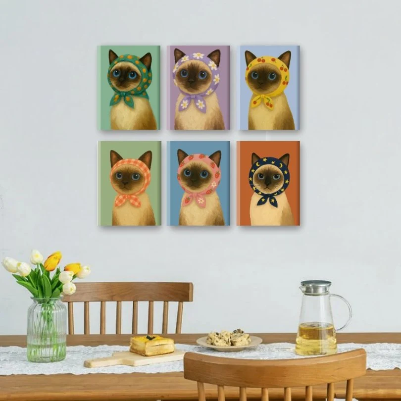 6 Mini-Gemälde | Süßes Katzen-Set - Image 2