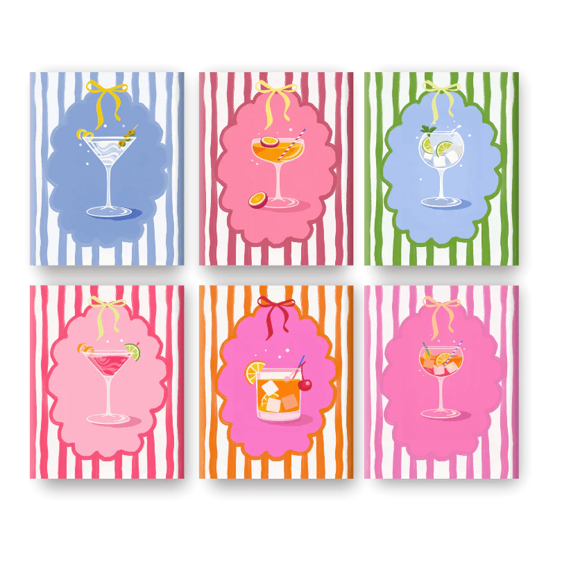 6 Mini-GemÀlde | Trendige Cocktails Set