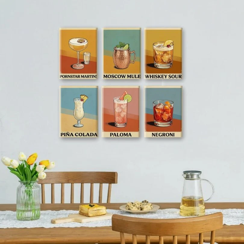 6 Mini-GemÀlde | Vintage-Cocktail-Poster-Set - Image 2
