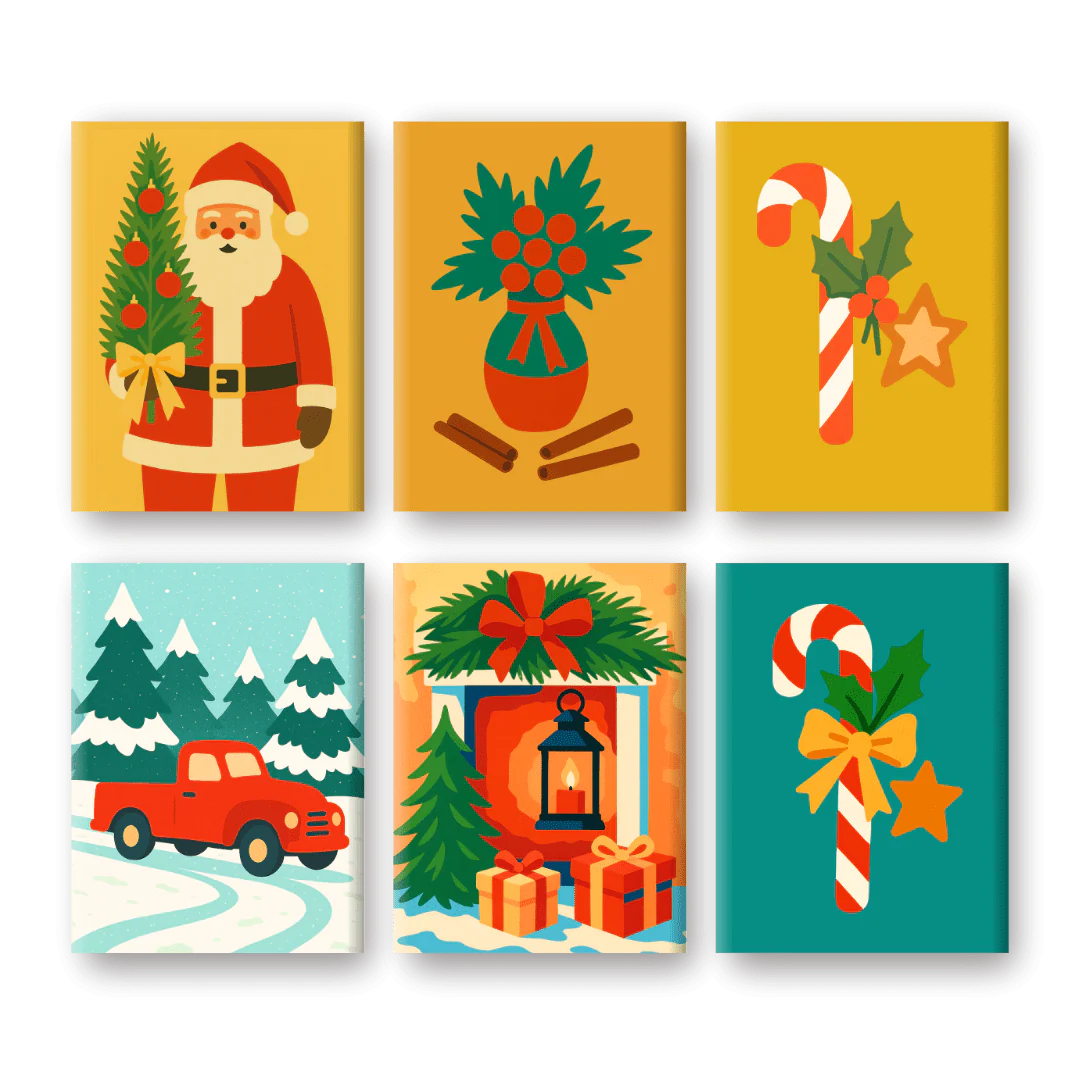 6 Mini-Gemälde | Weihnachtsfreude Set
