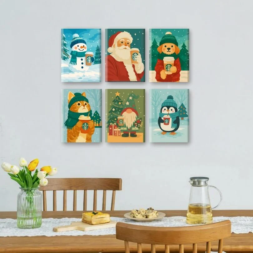 6 Mini-Gemälde | Weihnachtsfreunde Set - Image 2