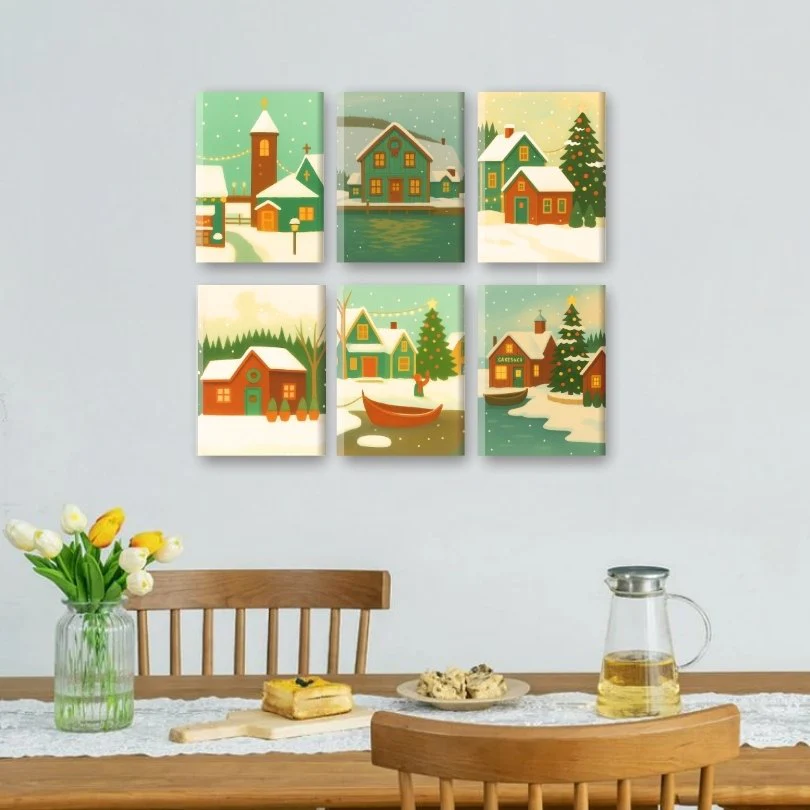 6 Mini-GemÀlde | Winterdorf Set - Image 2