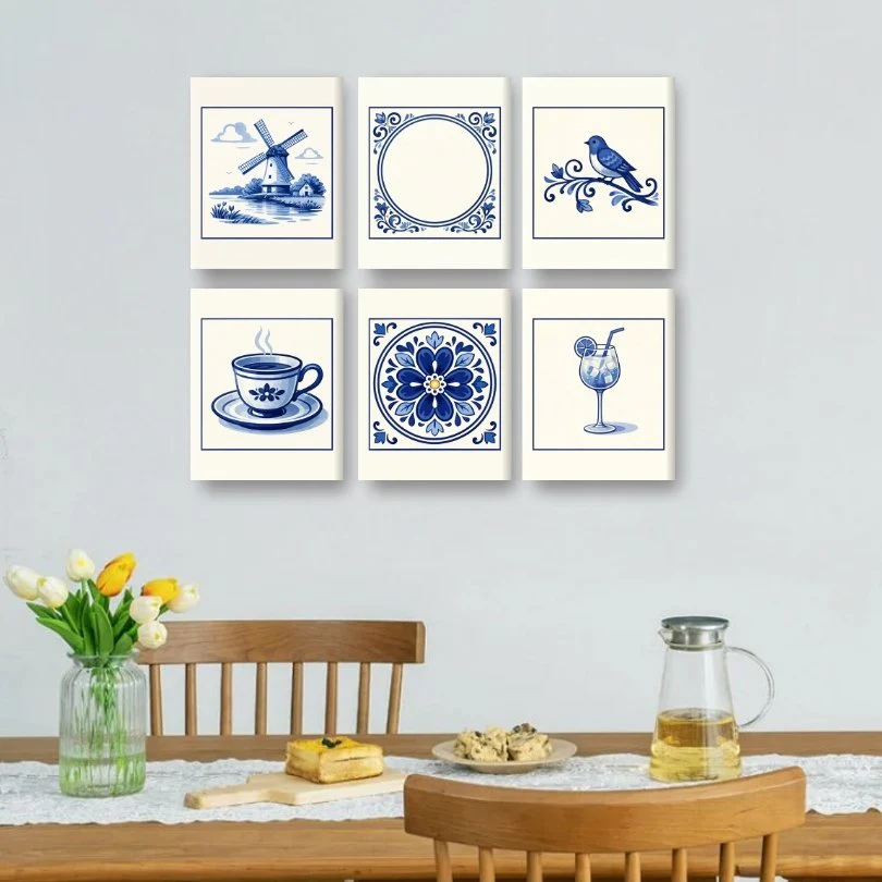 6 Mini-Gemälde | Wunderschönes Delft Blue Set - Image 2