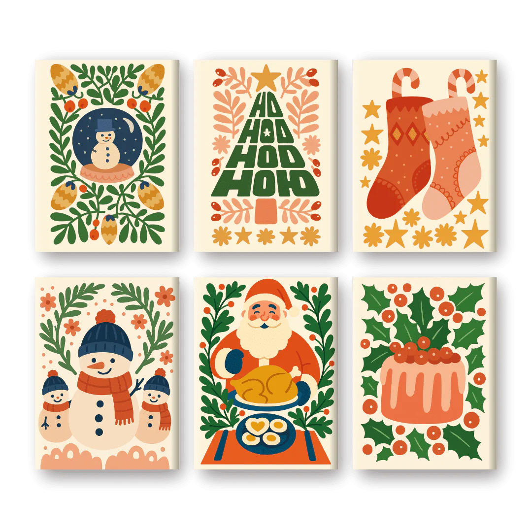 6 Mini-Gemälde | Wunderschönes Weihnachts-Set