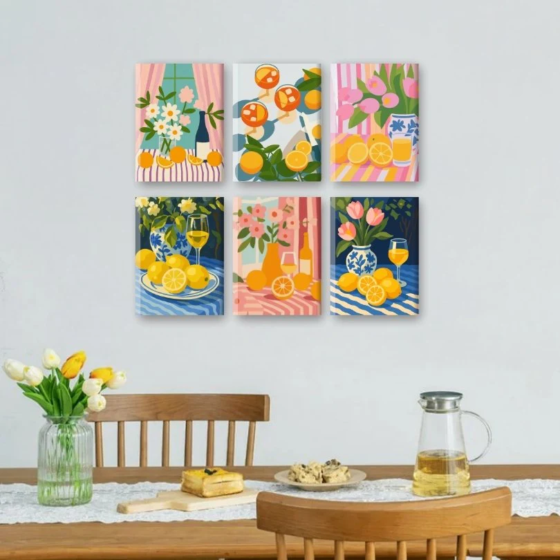 Malen nach Zahlen – 6 Mini-Gemälde | Blumen & Getränke-Set - Image 2