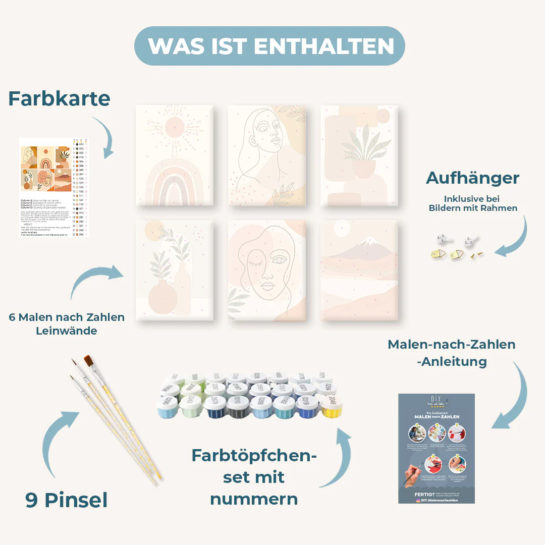 Malen nach Zahlen – 6 Mini-Gemälde | Boho-Set - Image 3