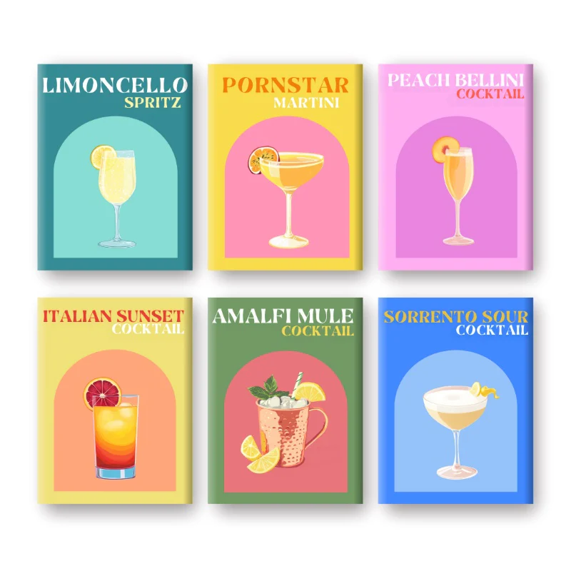 Malen nach Zahlen – 6 Mini-Gemälde | Italienischer Sommer Cocktail-Set