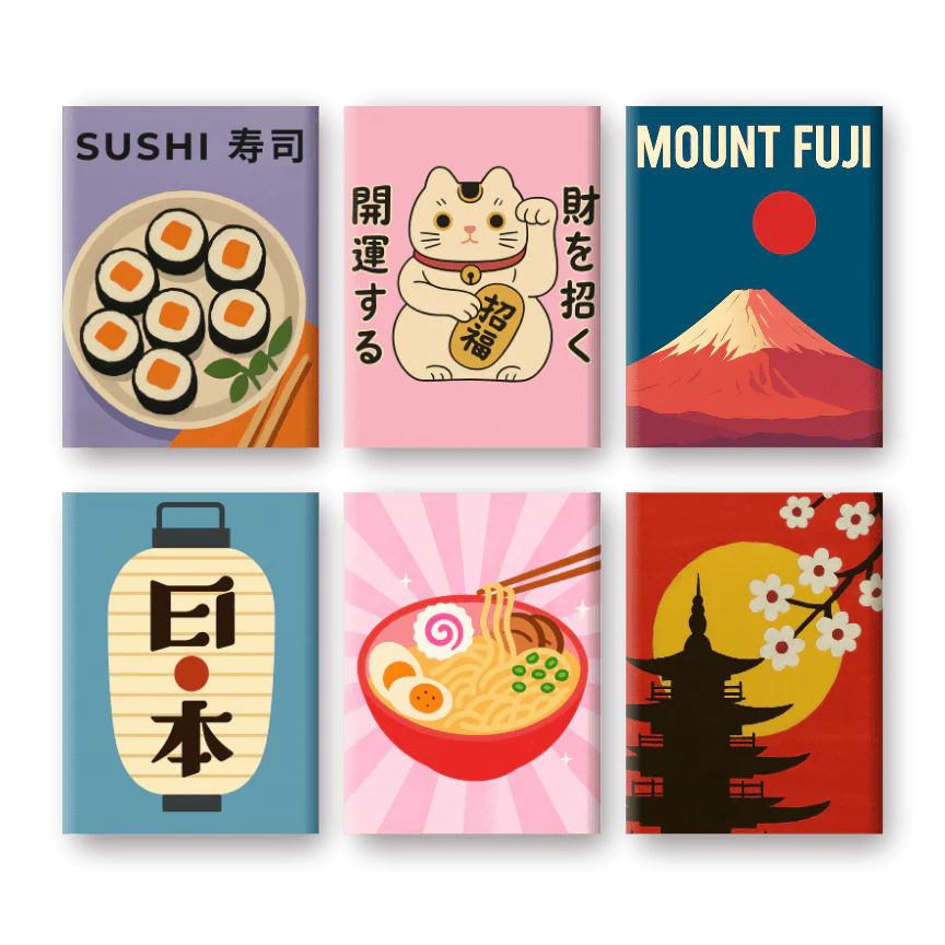 Malen nach Zahlen – 6 Mini-Gemälde | Japan-Set